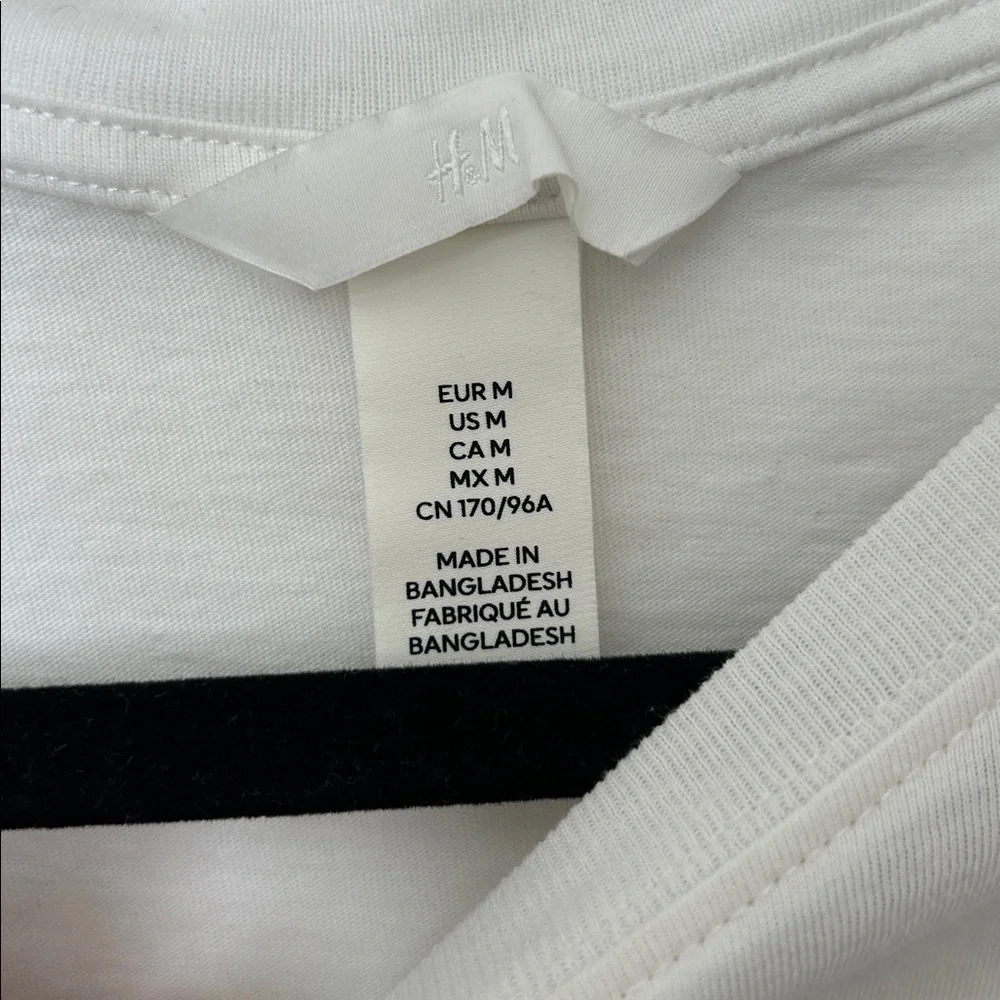 H&M White Crewneck Tee with Black Detail - Picture 2 of 3